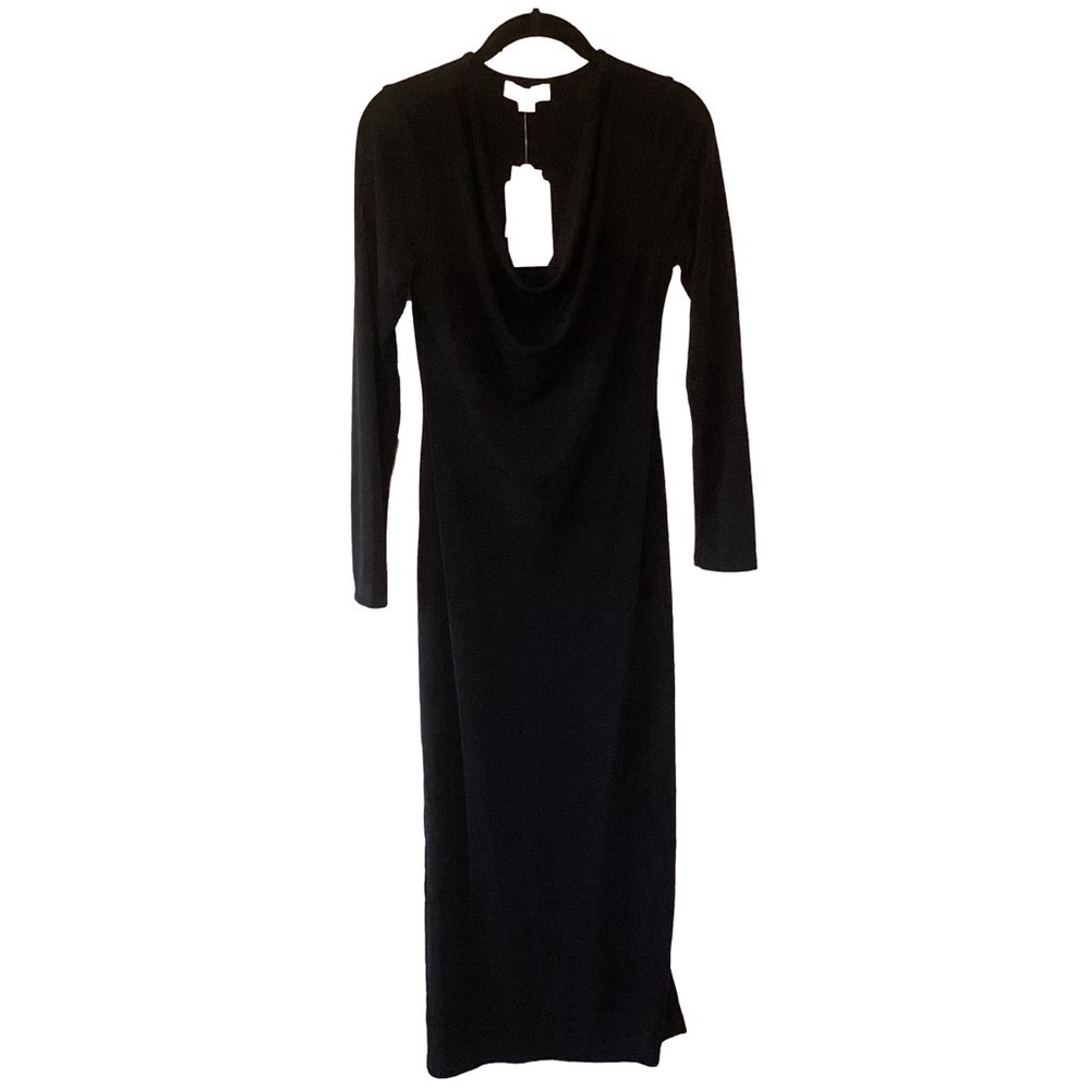 NEW Band of the Free Black Cowl Neck Maxi Dress M Minimalist Dark Romantic - Picture 1 of 8